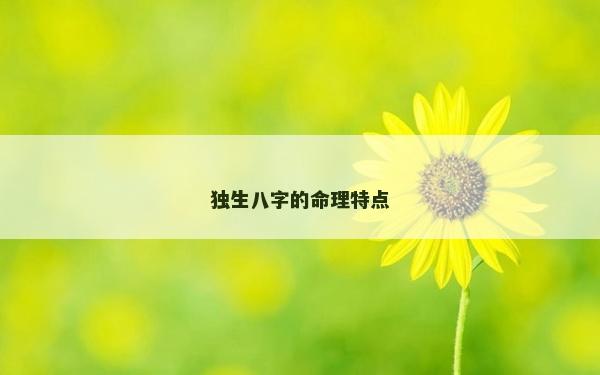 独生八字的命理特点