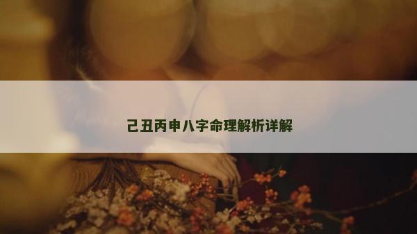 己丑丙申八字命理解析详解