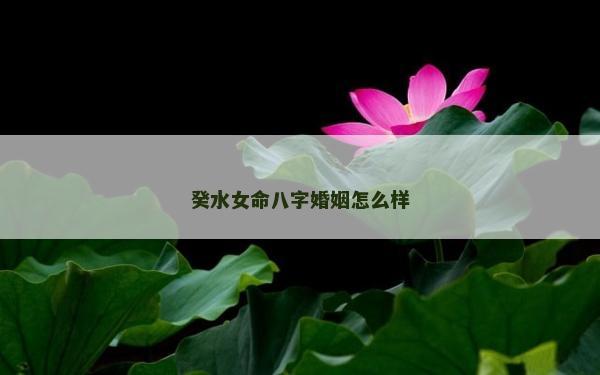 癸水女命八字婚姻怎么样