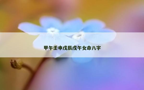 甲午壬申戊辰戊午女命八字