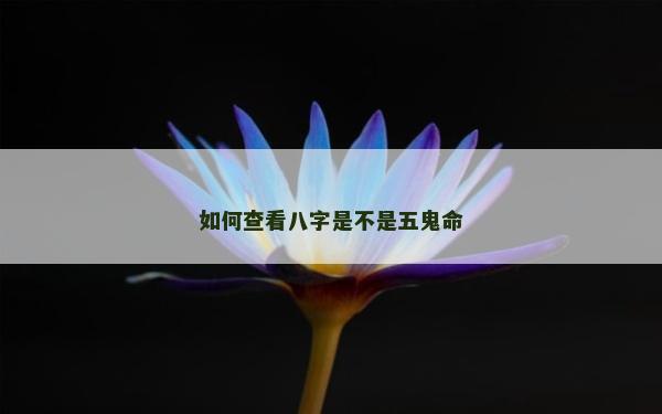 如何查看八字是不是五鬼命