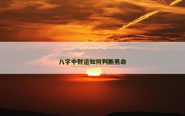八字中财运如何判断男命