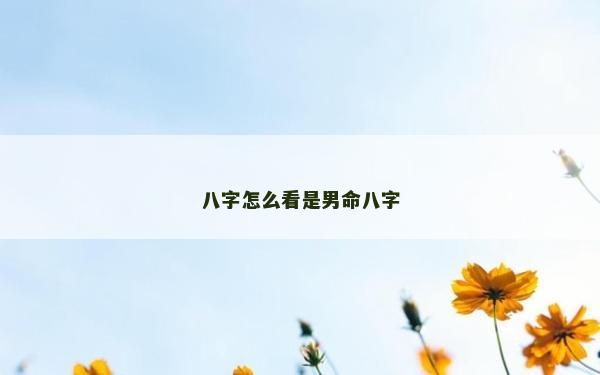 八字怎么看是男命八字