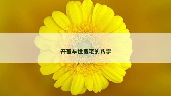 开豪车住豪宅的八字