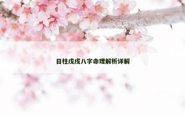 日柱戊戌八字命理解析详解