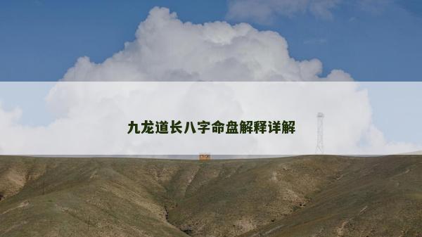 九龙道长八字命盘解释详解