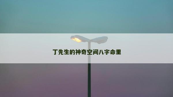 丁先生的神奇空间八字命里