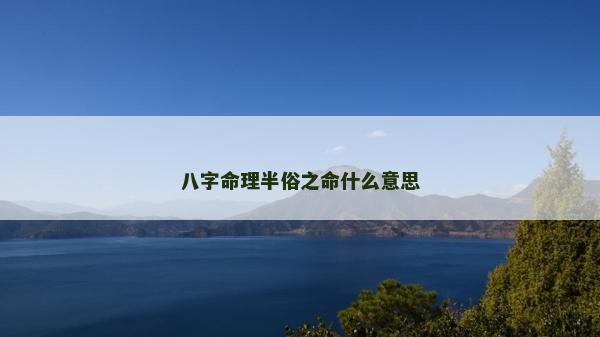 八字命理半俗之命什么意思