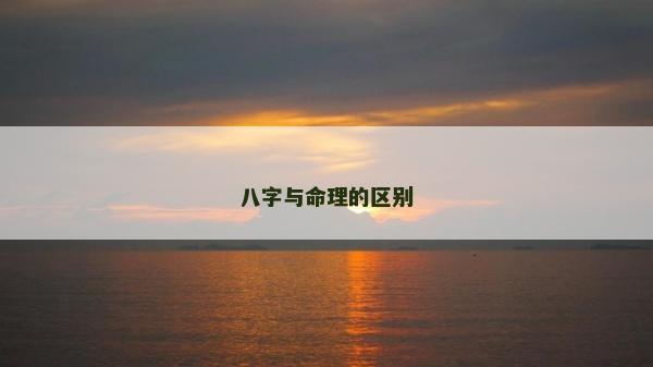 八字与命理的区别