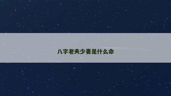 八字老夫少妻是什么命