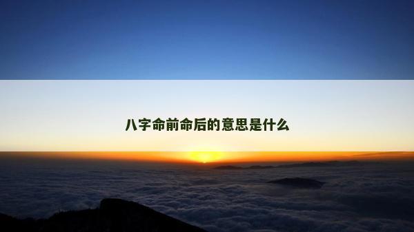 八字命前命后的意思是什么