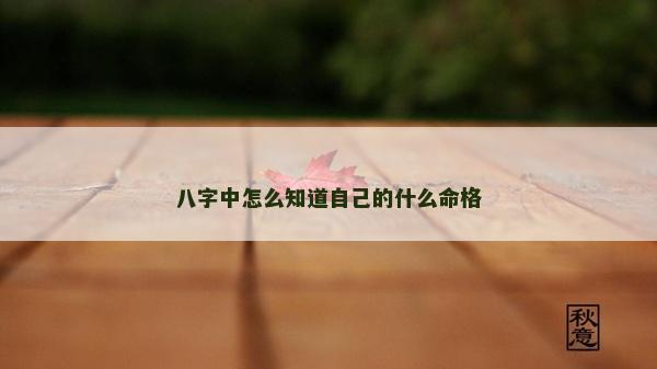 八字中怎么知道自己的什么命格