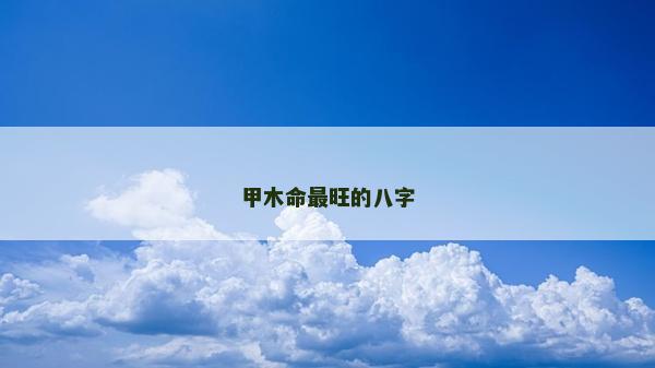 甲木命最旺的八字