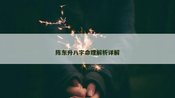 陈东升八字命理解析详解