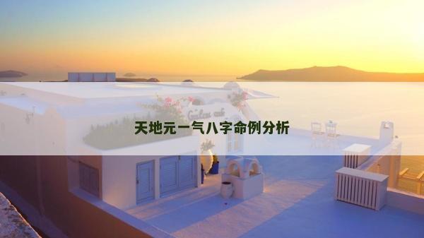 天地元一气八字命例分析
