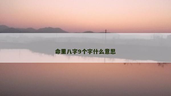 命里八字9个字什么意思
