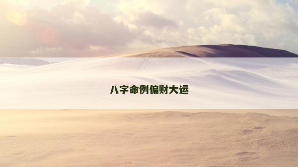 八字命例偏财大运