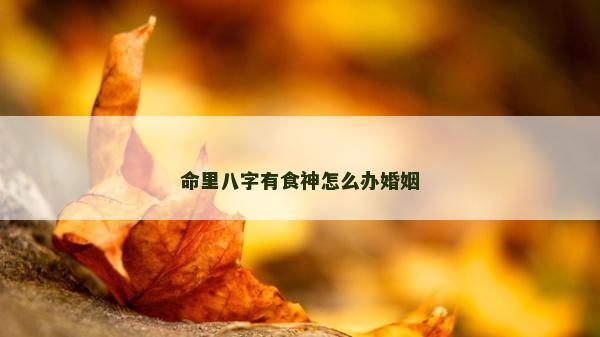 命里八字有食神怎么办婚姻
