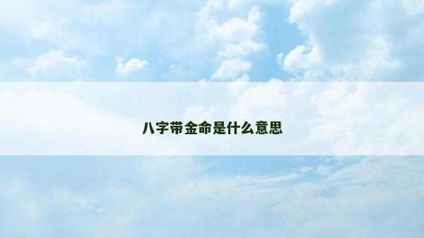 八字带金命是什么意思
