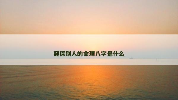 窥探别人的命理八字是什么