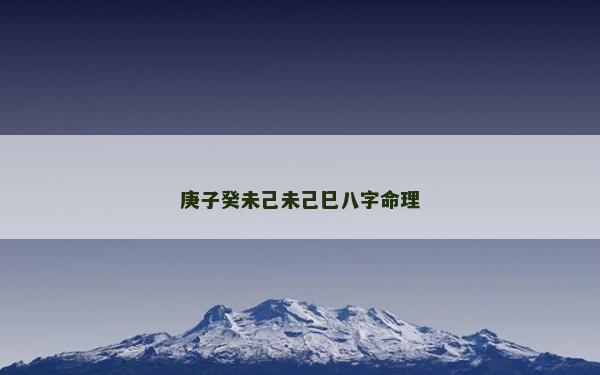 庚子癸未己未己巳八字命理