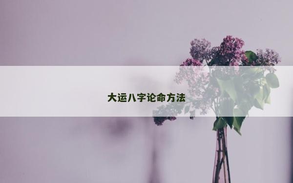 大运八字论命方法