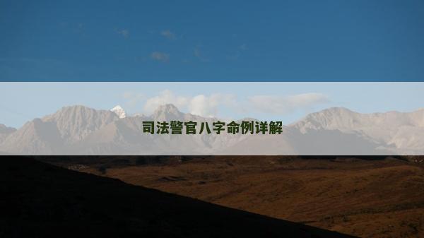 司法警官八字命例详解