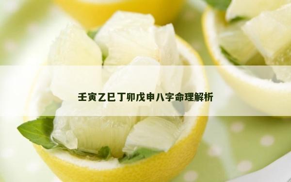 壬寅乙巳丁卯戊申八字命理解析