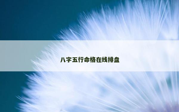 八字五行命格在线排盘