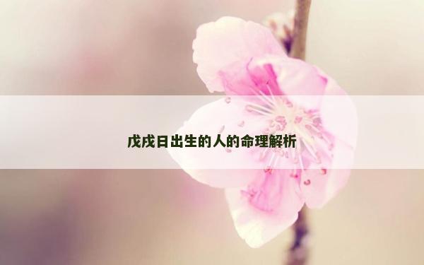戊戌日出生的人的命理解析