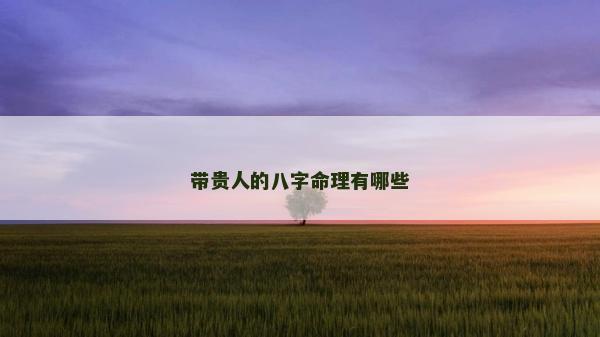 带贵人的八字命理有哪些