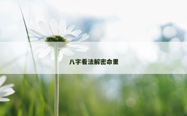八字看法解密命里