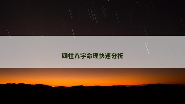 四柱八字命理快速分析