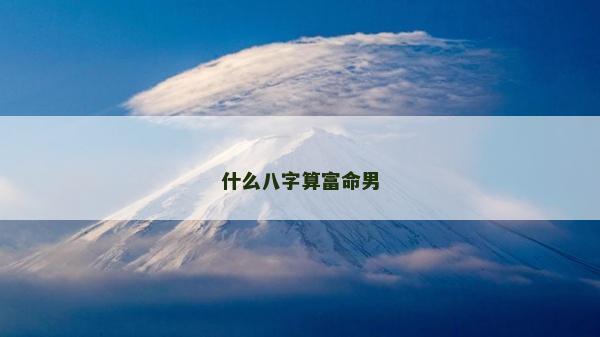 什么八字算富命男