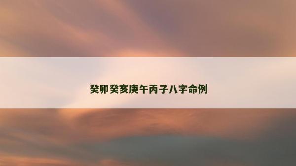 癸卯癸亥庚午丙子八字命例