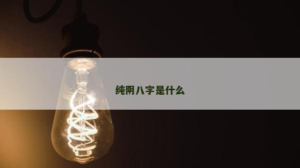 纯阴八字是什么