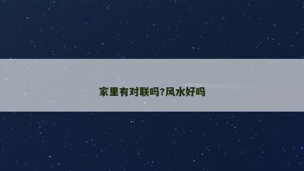 家里有对联吗?风水好吗