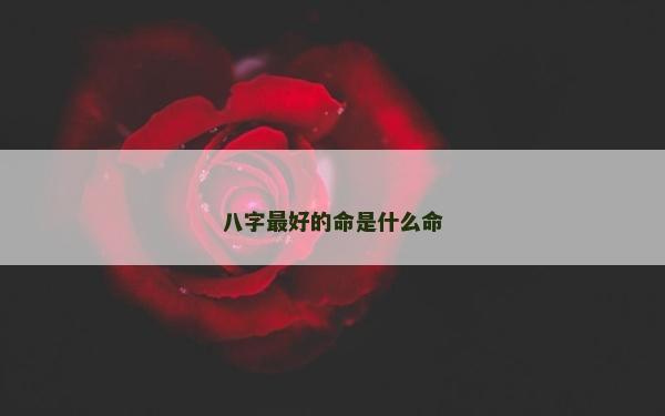 八字最好的命是什么命