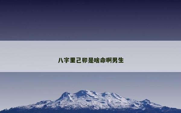 八字里己卯是啥命啊男生