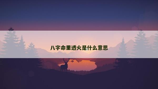 八字命里透火是什么意思