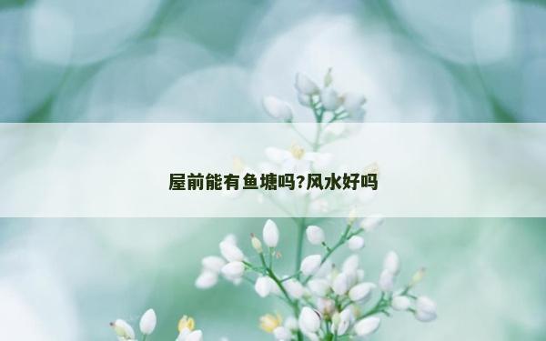 屋前能有鱼塘吗?风水好吗