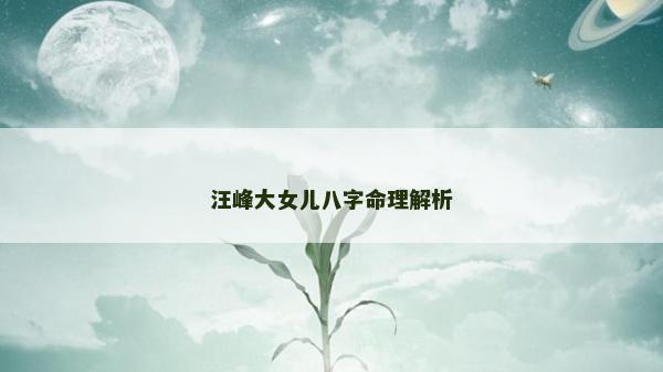 汪峰大女儿八字命理解析