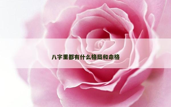 八字里都有什么格局和命格