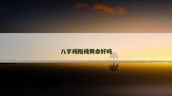 八字纯阳纯阴命好吗