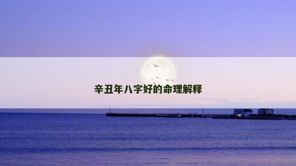辛丑年八字好的命理解释