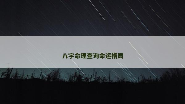 八字命理查询命运格局