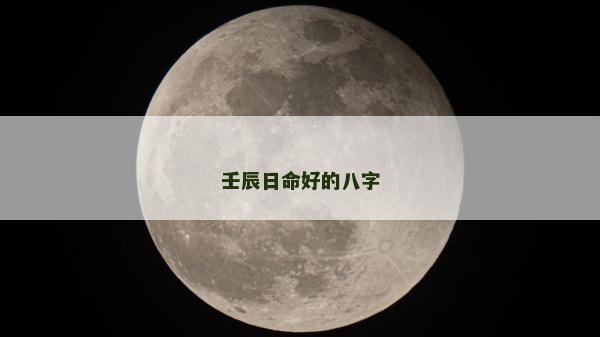 壬辰日命好的八字