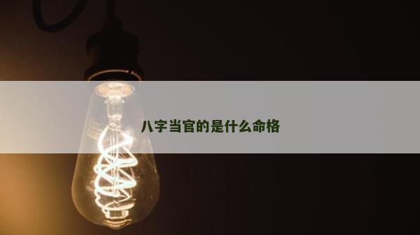 八字当官的是什么命格