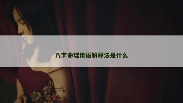 八字命理用语解释法是什么