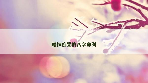 精神痴呆的八字命例